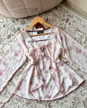 Seraphina- Pink Accent Ruffle Top
