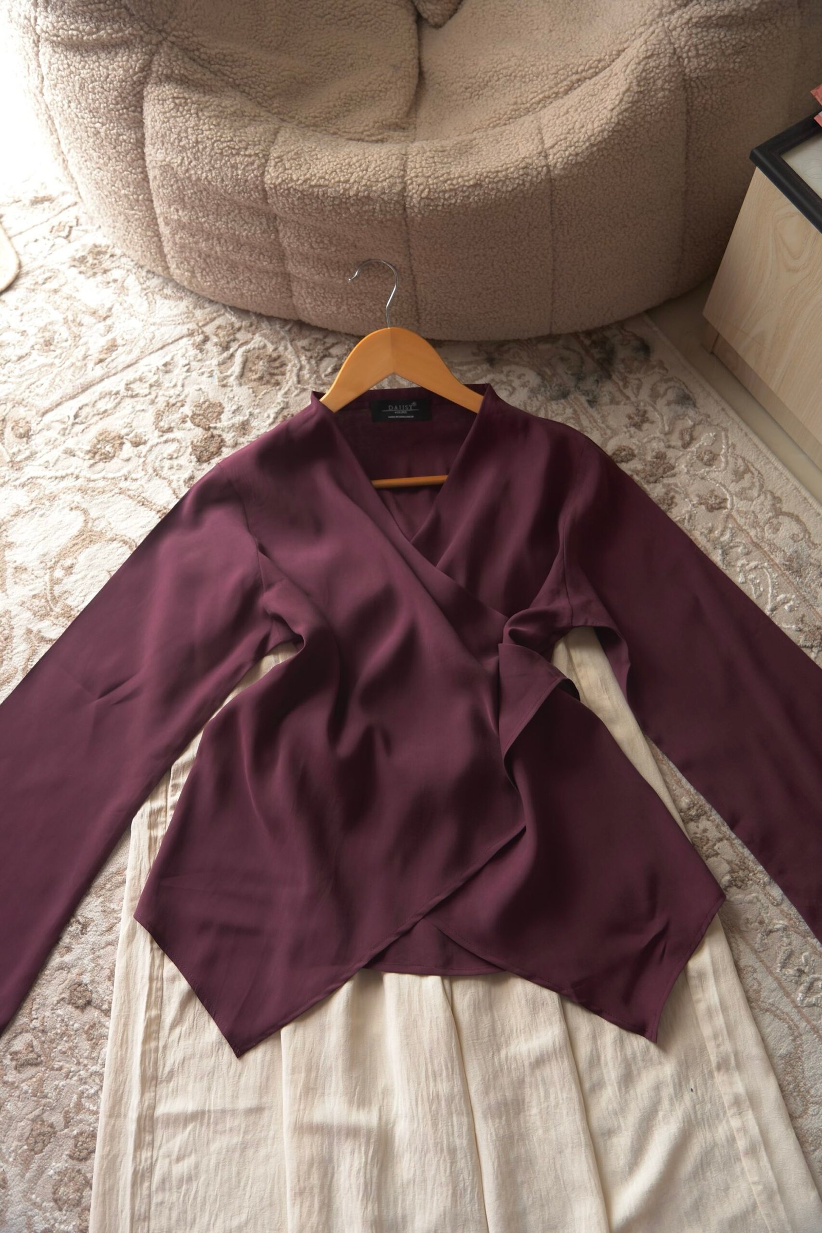 Muse- Dark Mauve Wrap Top - Image 3